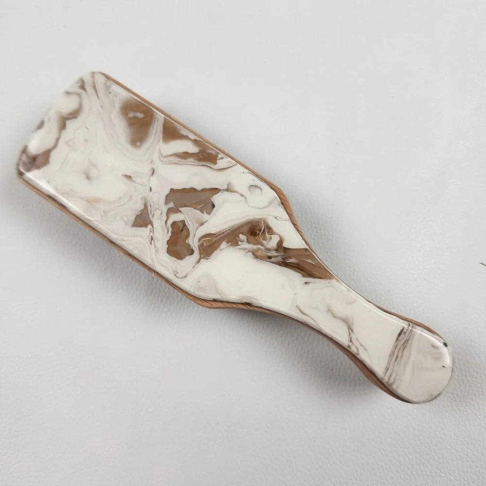 Vintage Style Luxury Boar Bristle Beard Brush Wooden Faux Marble 6.5